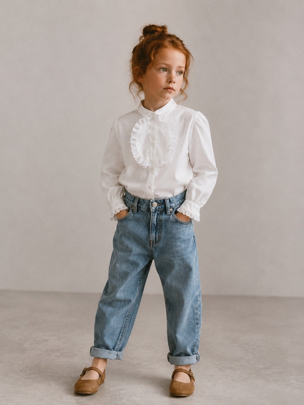 Vintage Elen 2 Holt Renfrew Girls White Ruffle Blouse Size 6X Edwardian